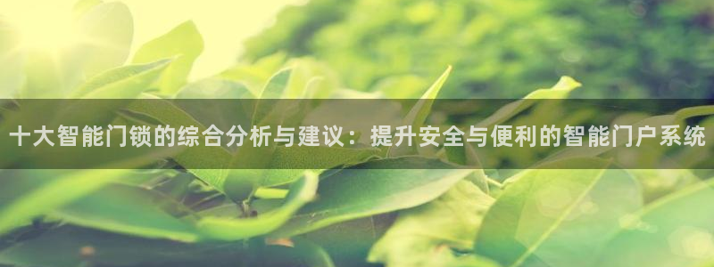 富联娱乐平台登录网址查询：十大智能门锁的综合分析与建议：提升